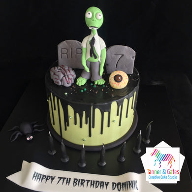 Halloween Zombie Drip Birthday Cake