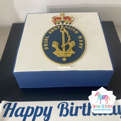 Detailed Navy Logo Cake