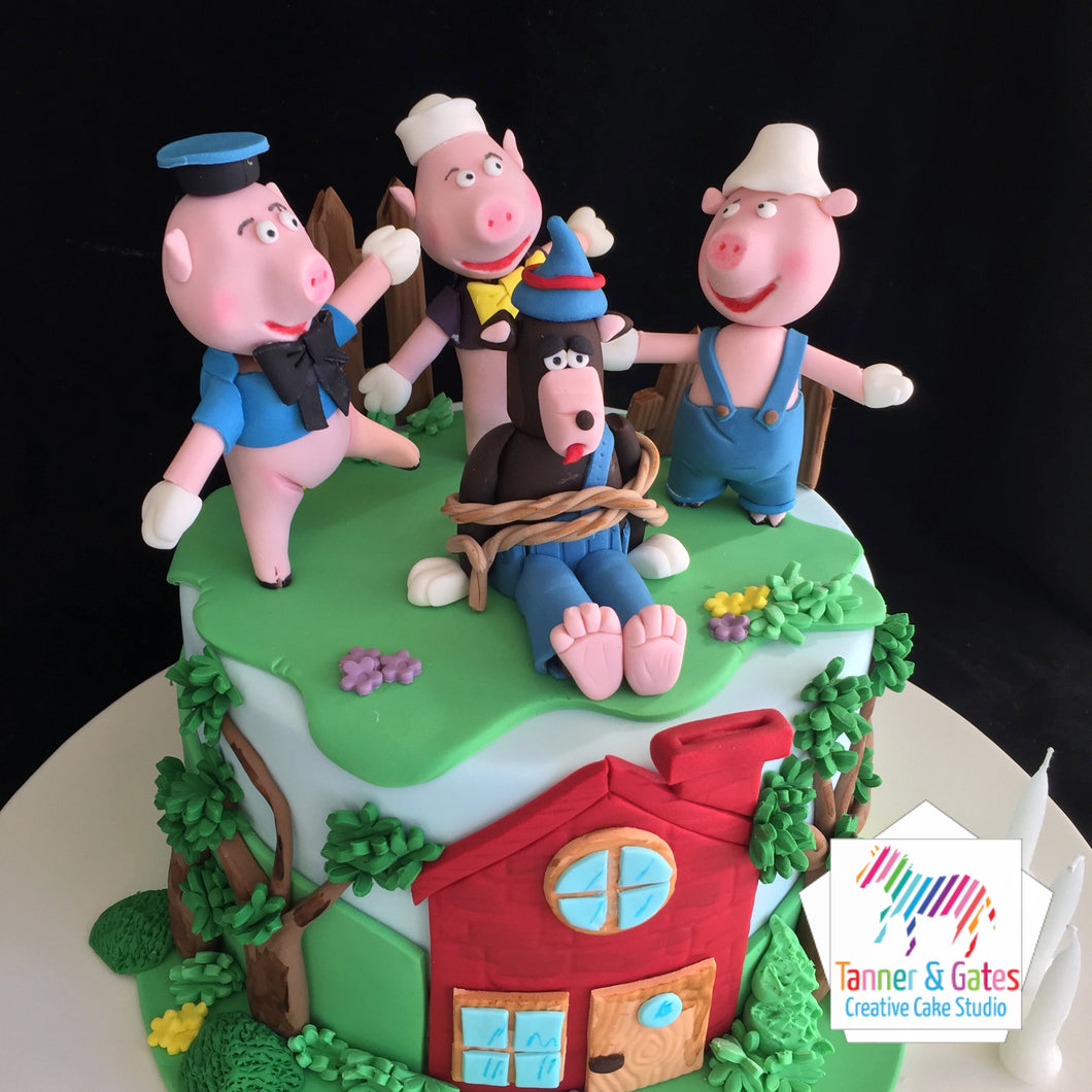 Three Little Pigs Birthday Cake