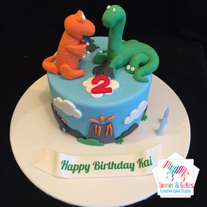T-Rex vs Diplo Dinosaur Cake