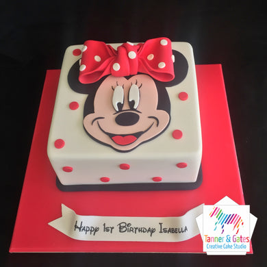 Minnie Mouse 2D Cake White - Square