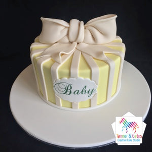 Bow & Stripes Baby Shower Cake
