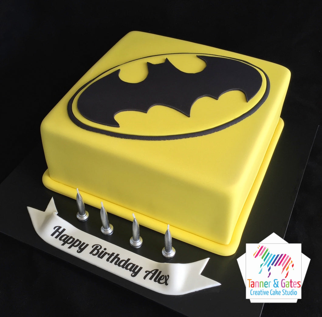 Batman Logo Birthday Cake (square)