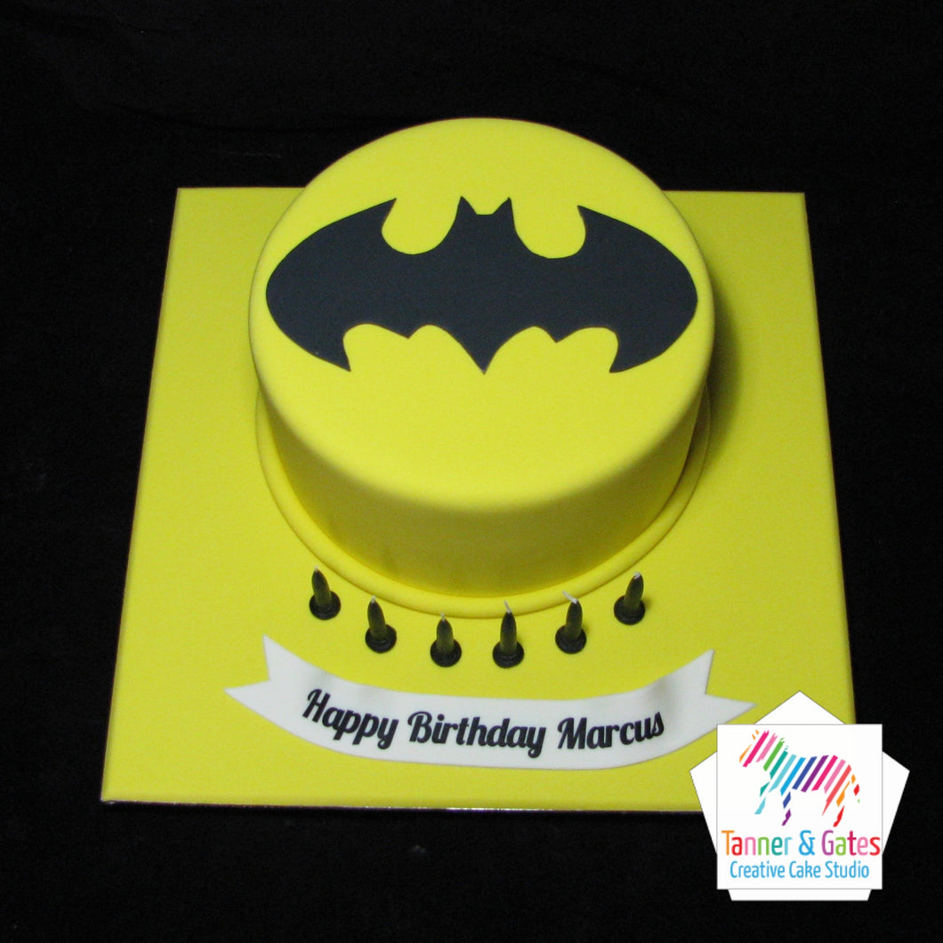 Batman Logo Birthday Cake (round)