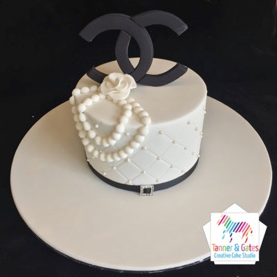 Chanel Logo & Pearls Cake