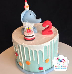 Elephant Birthday Drip Cake