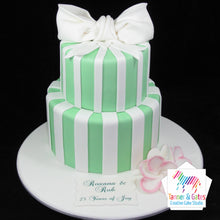 Stripes & Bow Engagement Cake