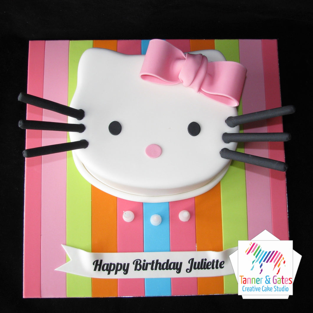 Hello Kitty Birthday Stripes Cake (2D Head)