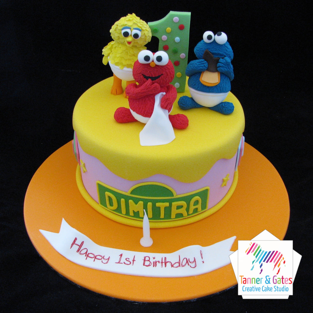 Sesame Street Babies 1st Birthday Cake