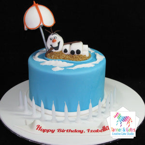 Olaf on the Beach Birthday Cake