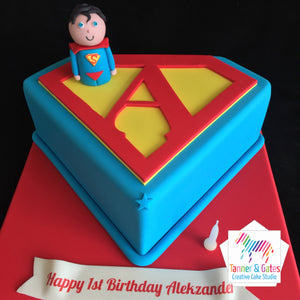 Baby Superman Letter Birthday Cake