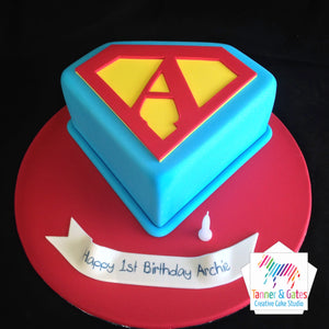 Superman Letter Logo Birthday Cake