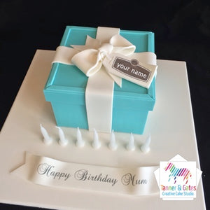 Box Birthday Cake - Tiffany Blue