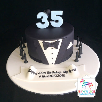 Tuxedo Birthday Cake (single tier)