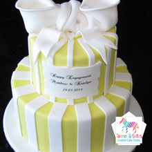 Stripes & Bow Engagement Cake
